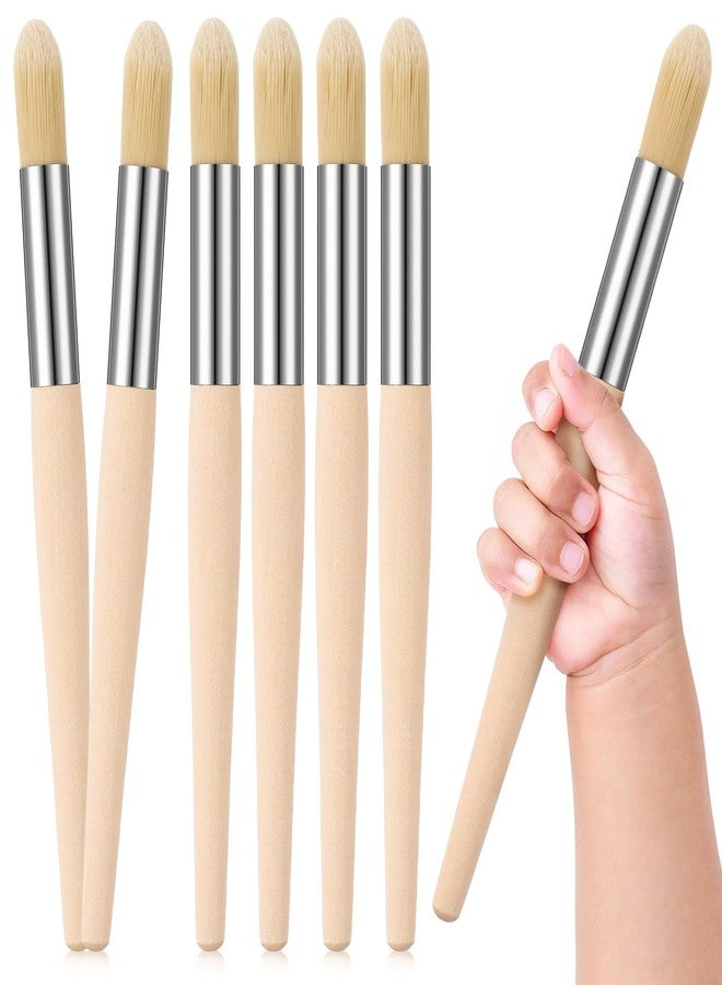 Sinload 6 Pcs Watercolor Paint Brushes for Toddler Kid Baby Jumbo Brushes with Chubby Wood Handles Easy to Grip Round Non Toxic Vegan Bristles for Preschool Painting Art Craft - Image 1